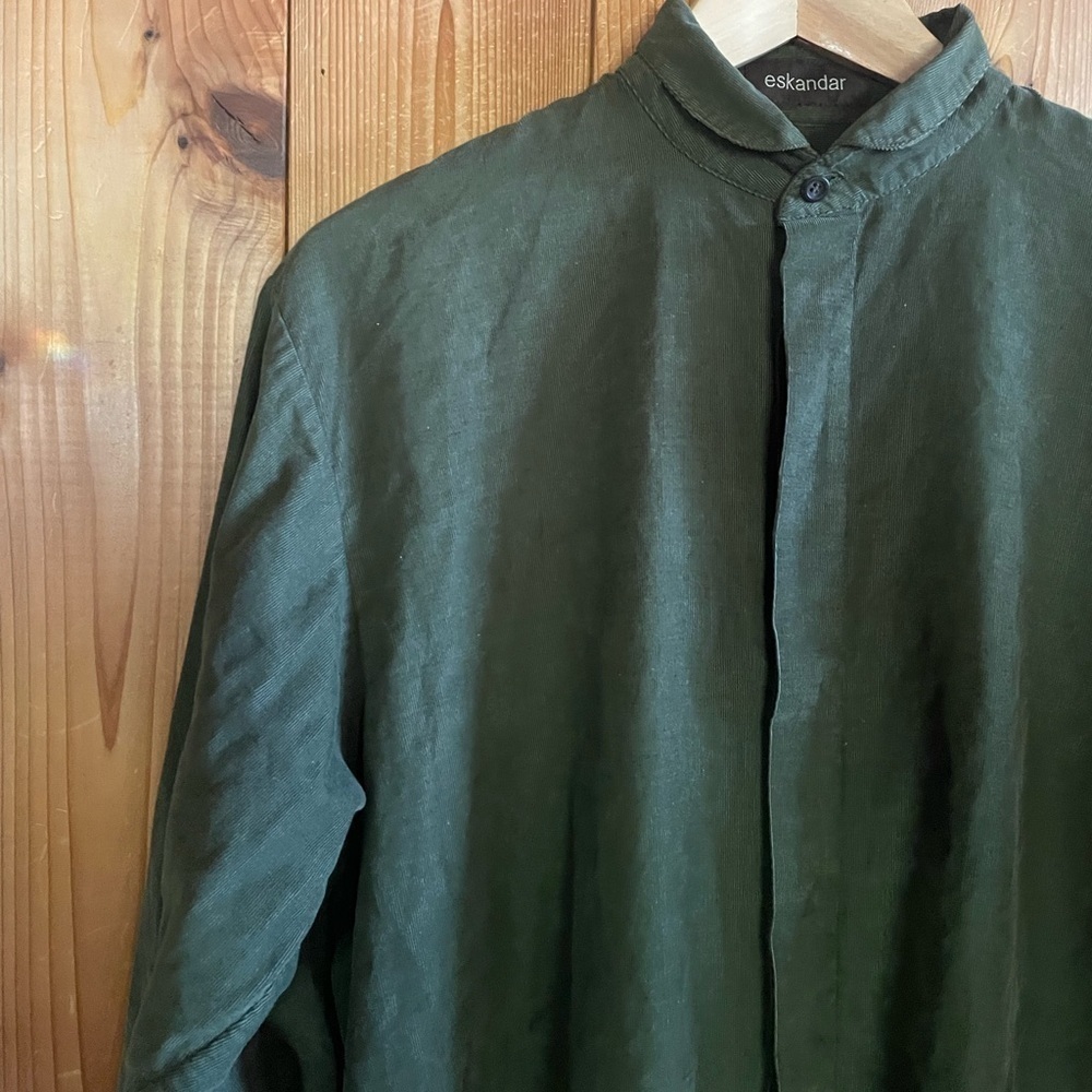 ESKANDAR Corduroy Button-Down Shirt Size 0 - Picture 2 of 5